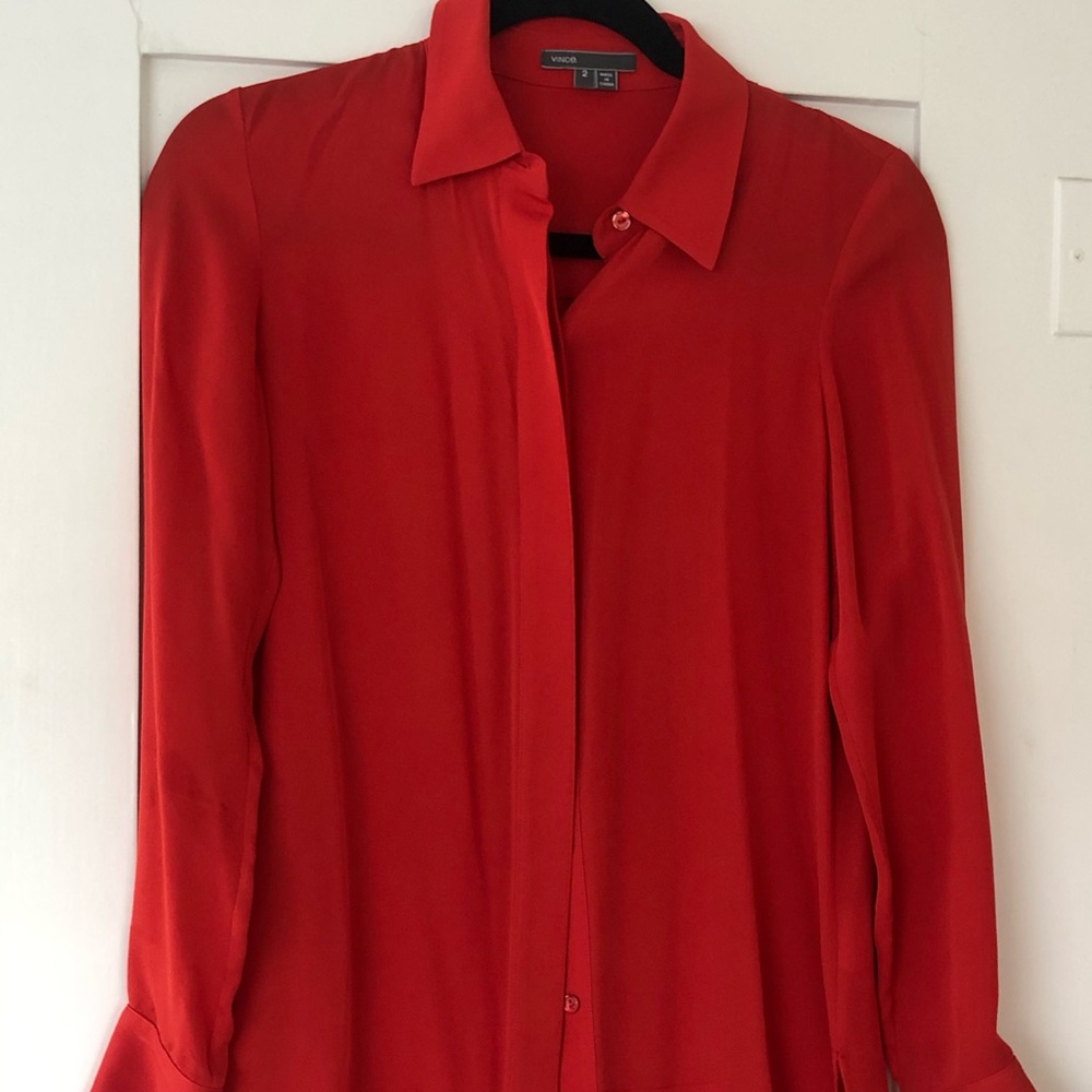 VINCE 100% Silk Button-Down Blouse
